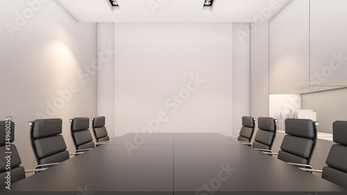 Fotografie An empty meeting room and conference table / 3D rendering