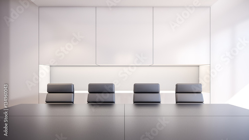 White cabinet is placed in meeting room   3D rendering