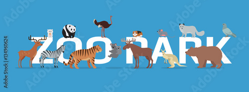 Zoo Park with Animals Banner Isolated.