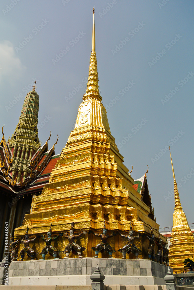 Fototapeta premium Wat Phra Kaew. Temple of the Emerald Buddha is regarded as the most sacred Buddhist temple in Bangkok Thailand.