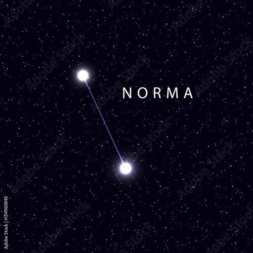 Sky Map with the name of the stars and constellations. Astronomical symbol constellation Norma