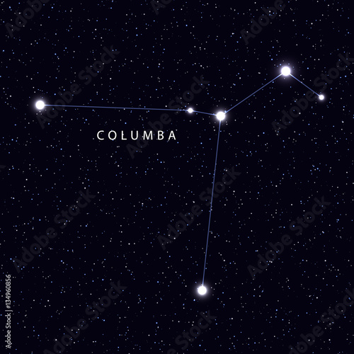 Sky Map with the name of the stars and constellations. Astronomical symbol constellation columba