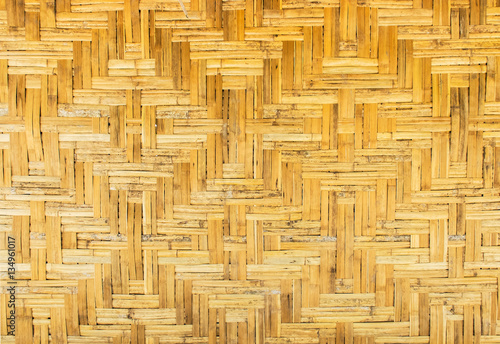 Classic Thai Traditional Handmade Light Brown Rattan Wooden Seamless Pattern Background Texture