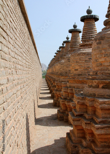 108 Dagobas, ancient buddhist monument, Yinchuan, Ningxia, China photo