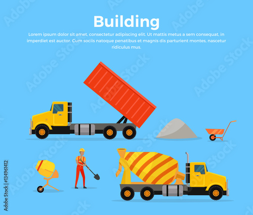 Building Concept Banner Flat Design Vector