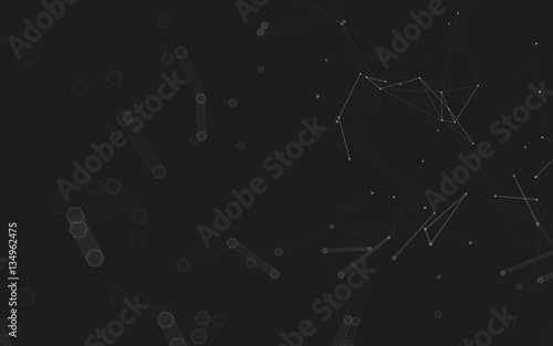 Abstract polygonal space low poly dark background, 3d rendering