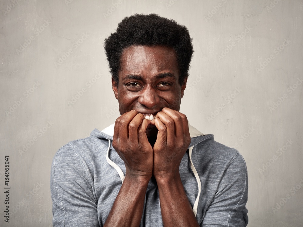Scared black man face. Stock Photo Adobe Stock