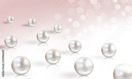 Many white pearls on pink background
