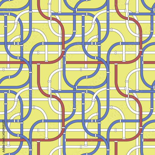 Tube turning fittings connection web seamless pattern wallpaper