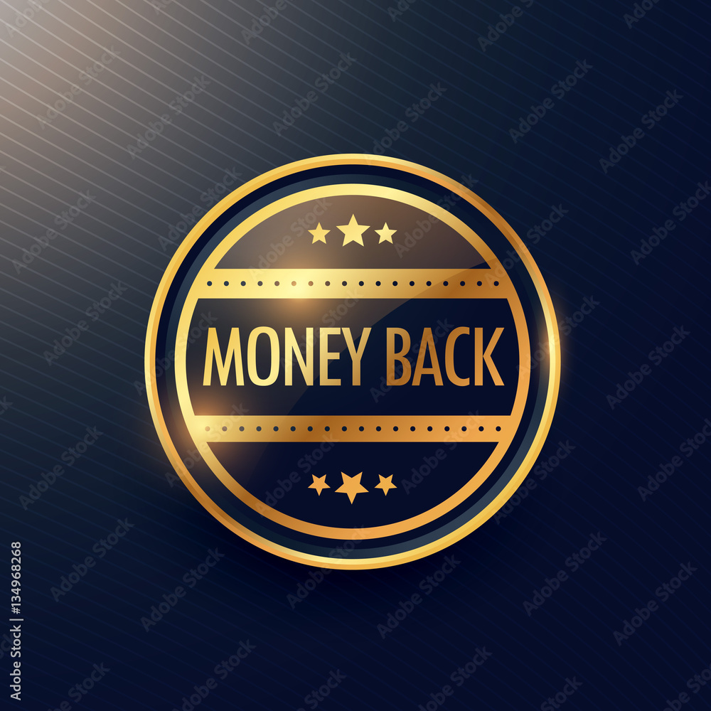 golden money back guarantee label design