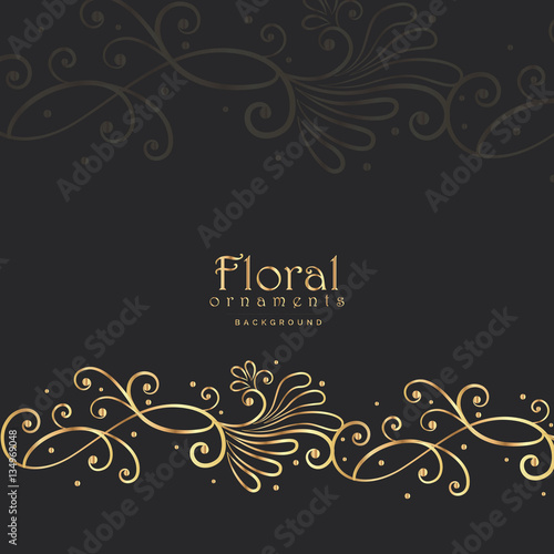 stylish golden floral on dark background