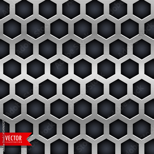 metal background with hexagonal shapes holes