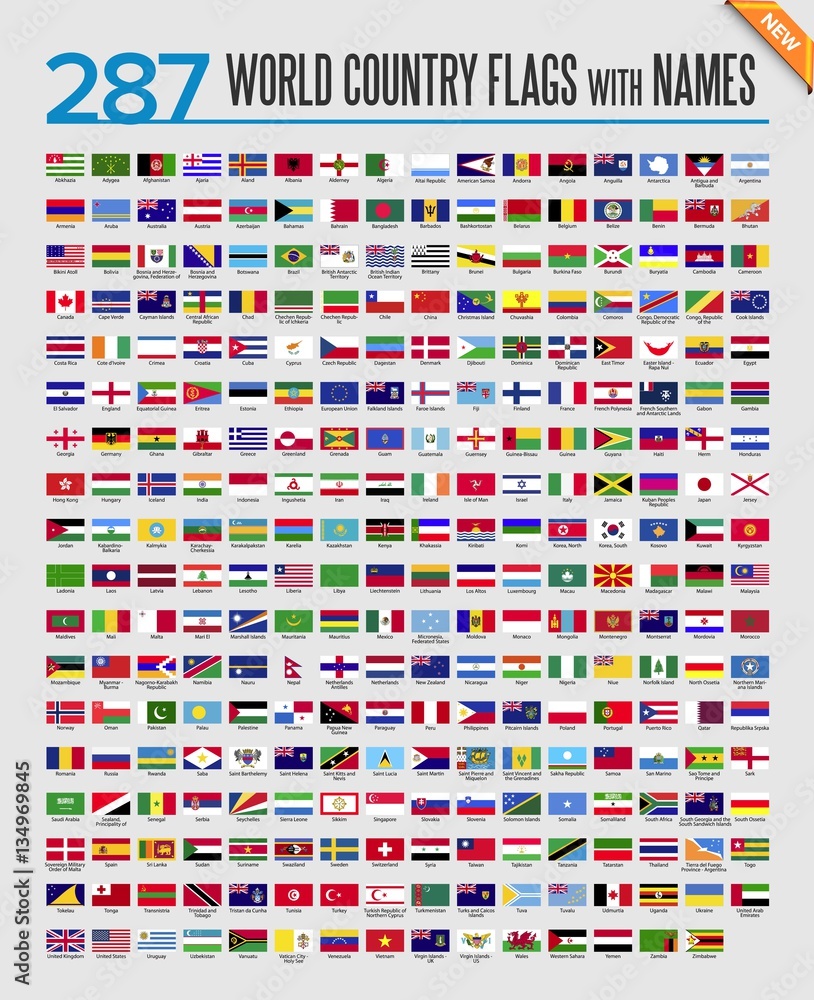 Fototapeta zestaw ikon flagi kraju świata