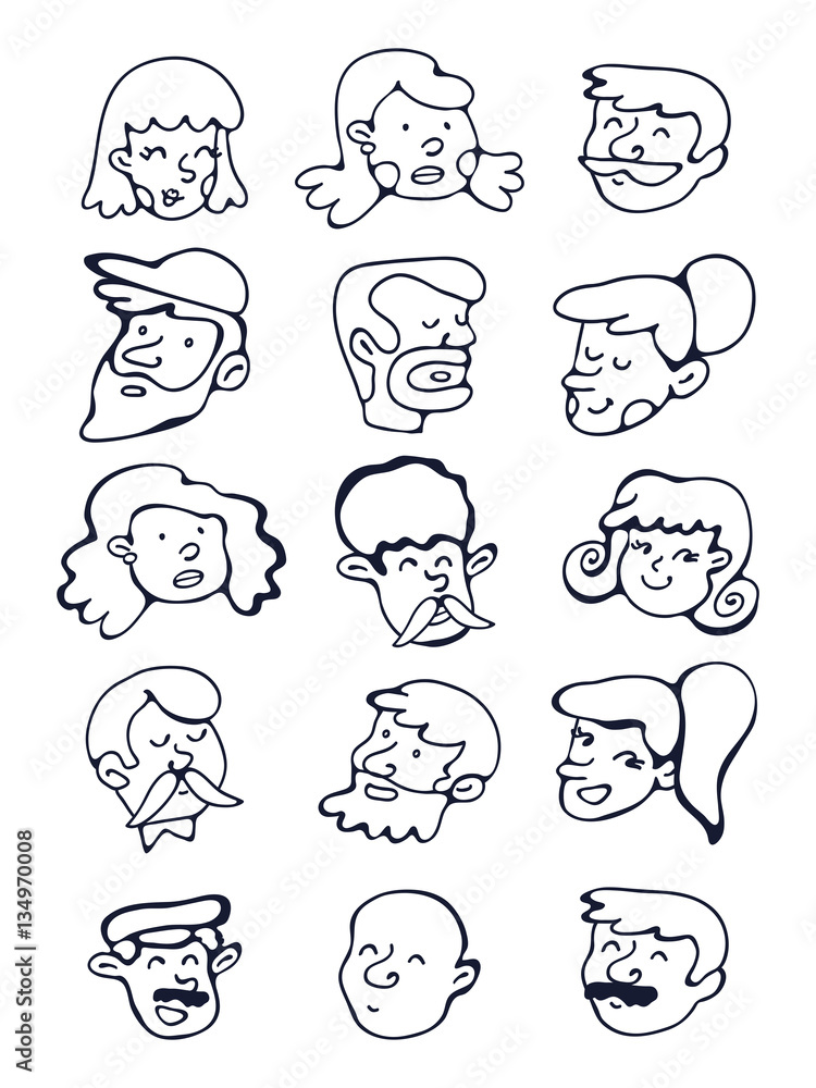 Cute collection of hand drawn faces. Cute collection of hand drawn faces.