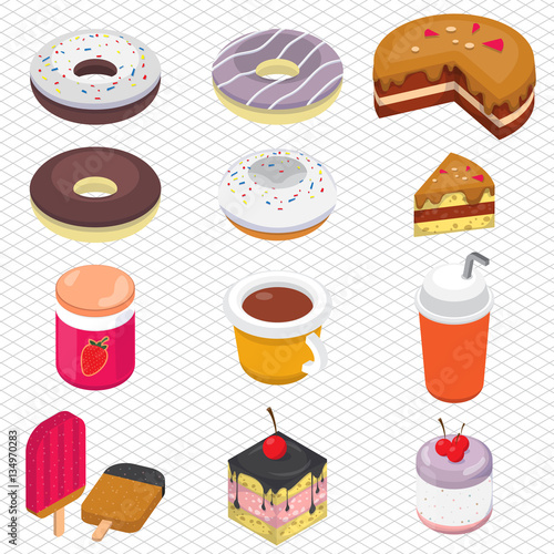 illustration of info graphic dessert concept in isometric 3d graphic