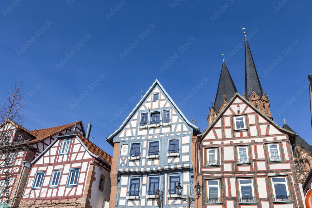 facade of old historic houses from public area in Gelnhausen