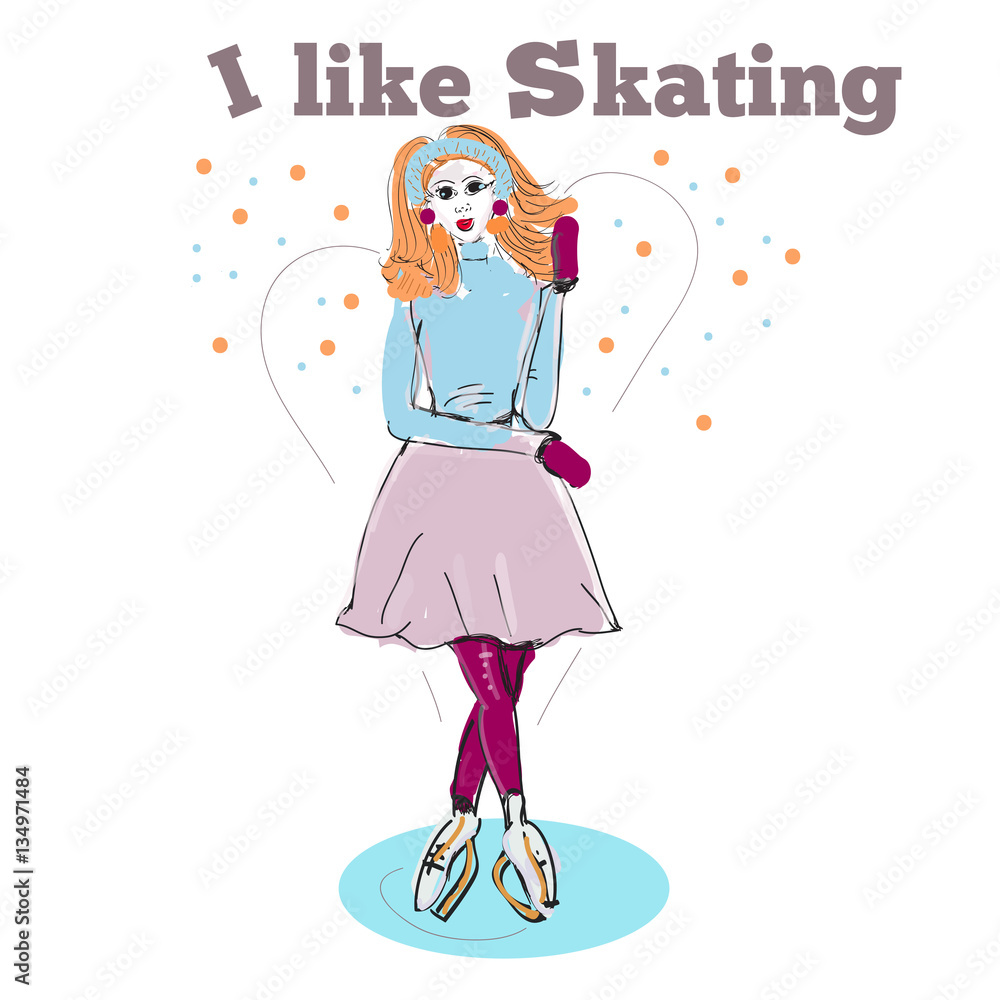 cute lgirl is going skate outdoors cute lgirl is going skate outdoors