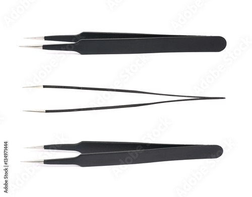 Black tweezers tool isolated