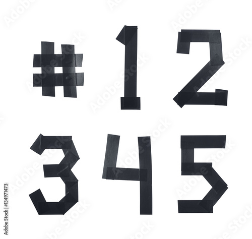 Set of numbers made of insulating tape