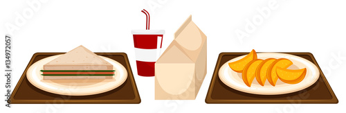 Canteen food on two trays