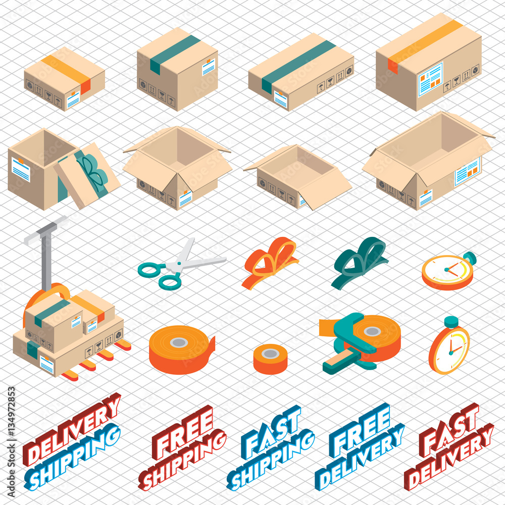illustration of info graphic delivery icon concept in isometric 3d graphic