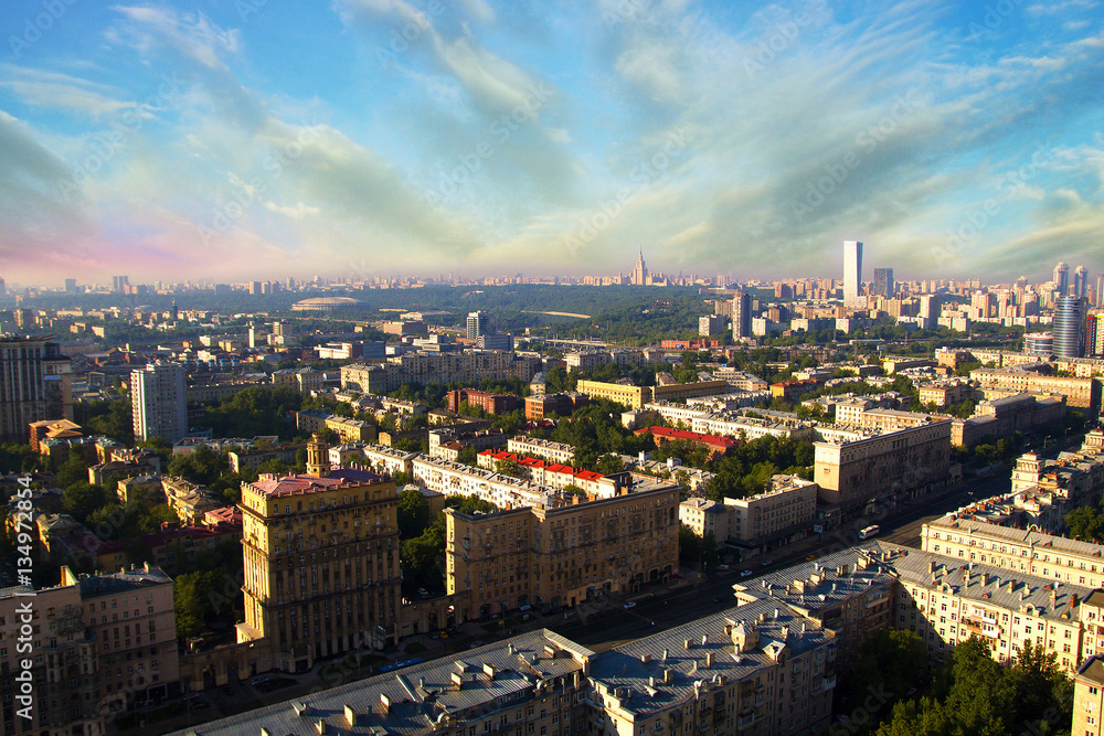 View of the city from a tall building