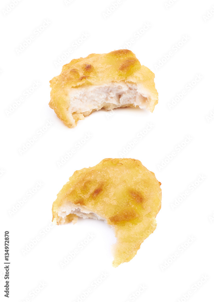 Breaded chicken nugget composition isolated Breaded chicken nugget composition isolated