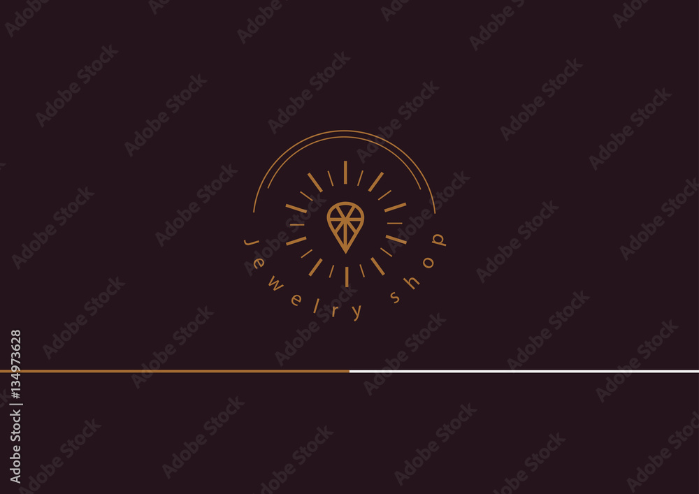 Fototapeta premium Line logo, a diamond in a frame, for jewelery shop