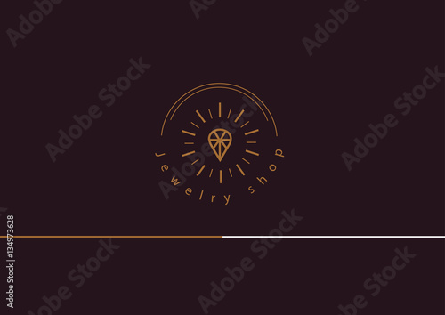 Line logo, a diamond in a frame, for jewelery shop
