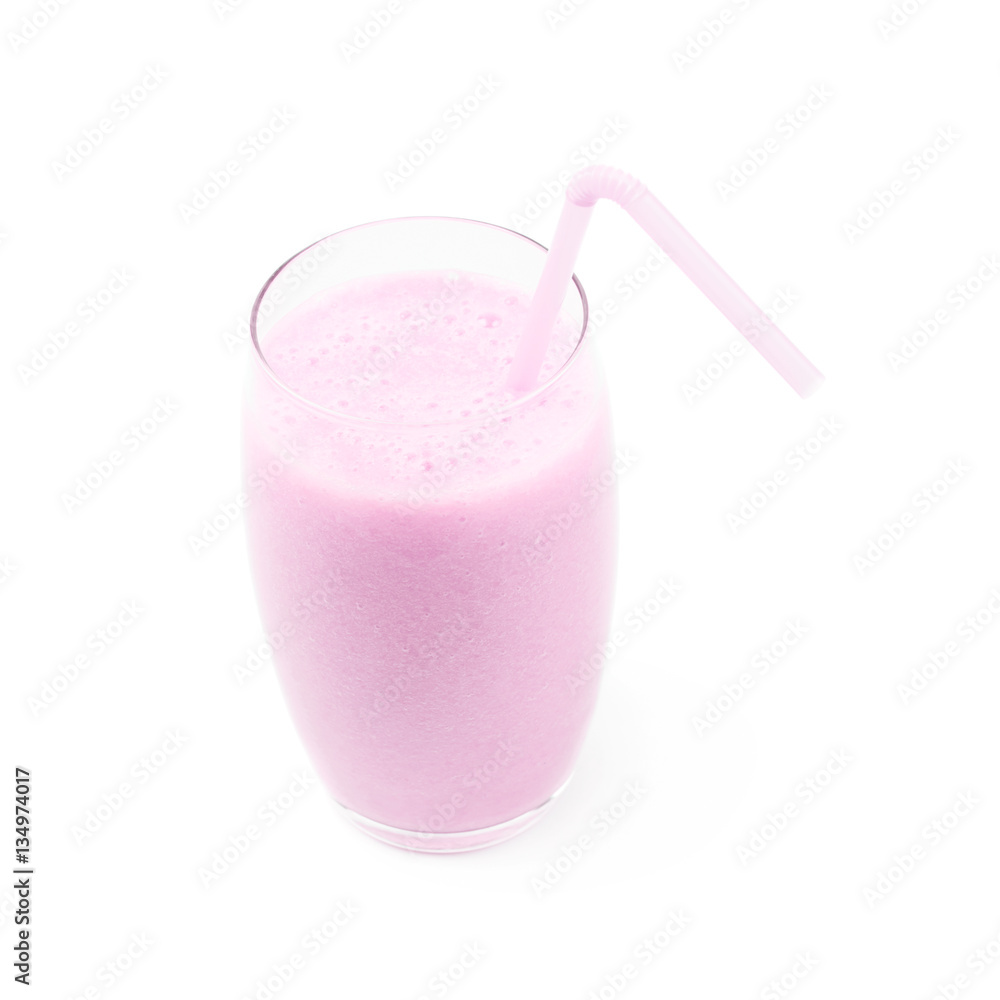 Glass filled with smoothie isolated