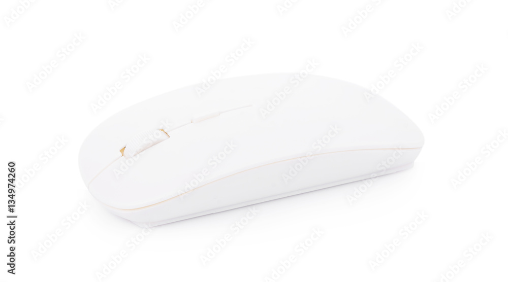 White wireless mouse on white background White wireless mouse on white background
