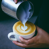 How to make latte art coffee by Barista female