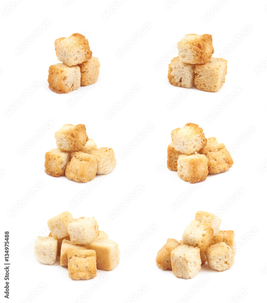 Pile of garlic croutons isolated Pile of garlic croutons isolated