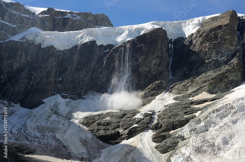 Avalanche from a Glacier  Aosta Valley  Italy
