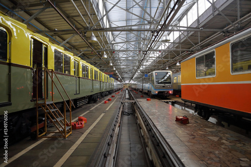 The depot with workshops for the repair of subway's rolling stock and metro wagons