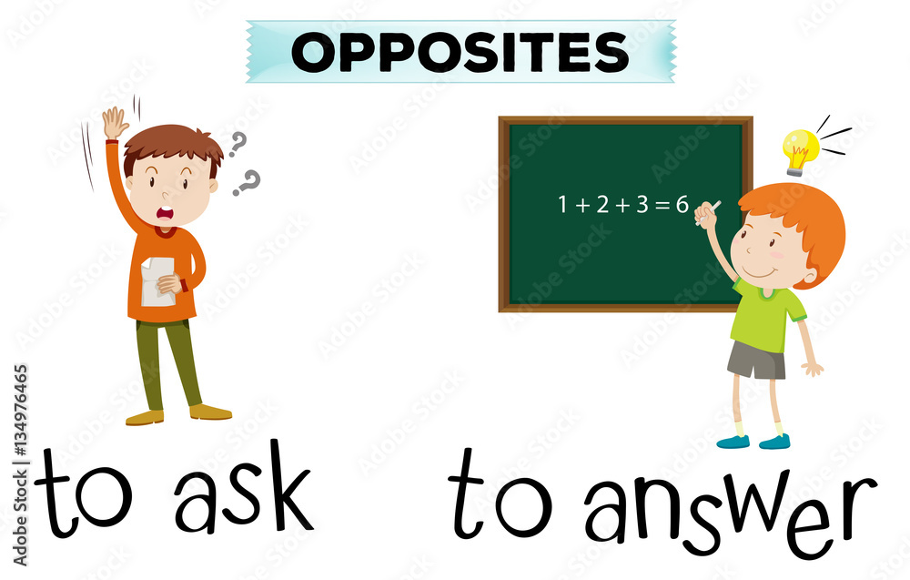 Opposite wordcard for ask and answer Opposite wordcard for ask and answer