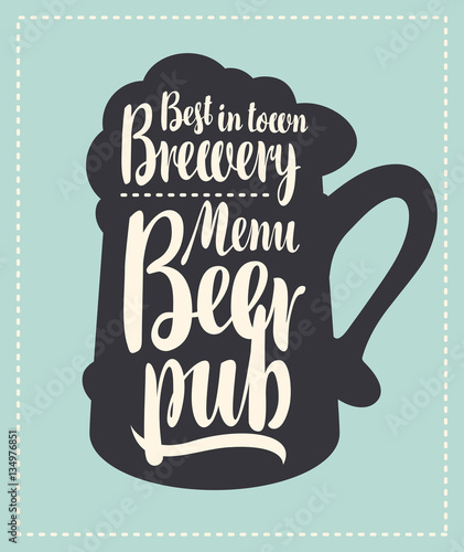 banner for beer pub with a glass in a retro style