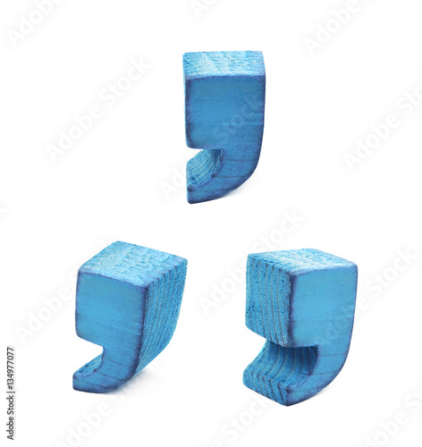Wooden comma symbol isolated