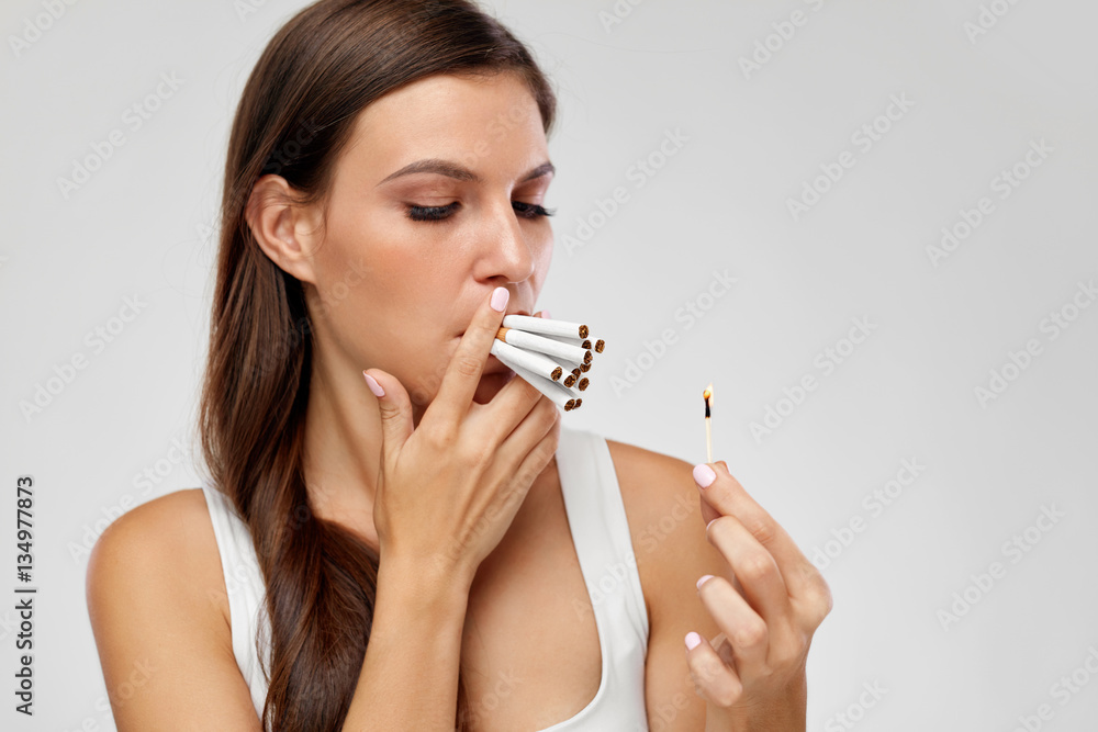 Lighting Cigarette With Match