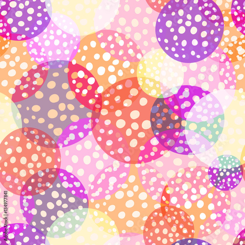 Amount circles seamless beautiful pattern. Repeat holiday dots texture background, vector