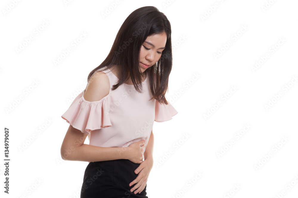 Young Asian woman got stomachache. Young Asian woman got stomachache.