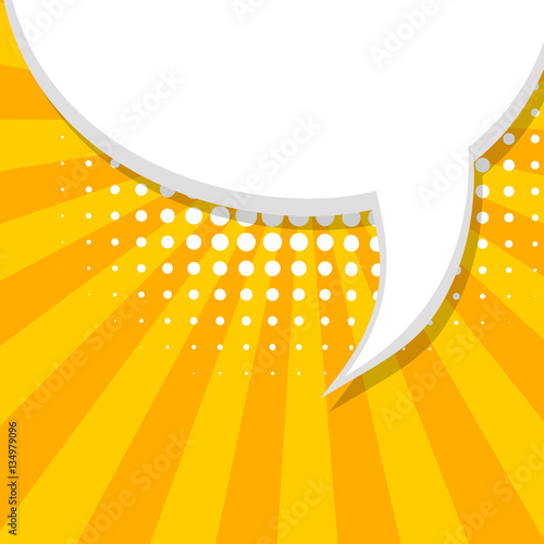 Comic text talk dialog empty cloud. Blank balloon template. Dot background style pop art. Clear yellow speech bubbles halftone. Creative idea conversation sketch drawing box