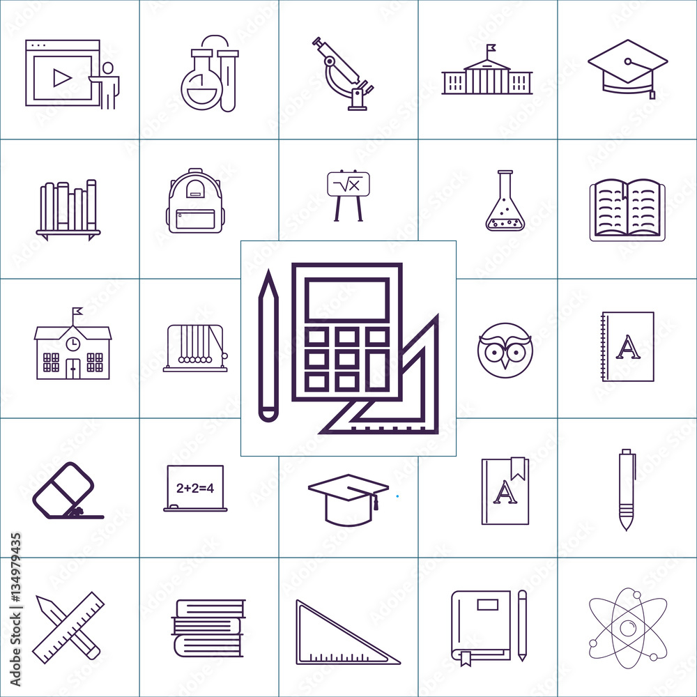 Fototapeta premium Calculator and pen icon vector, science icon set, vector illustration