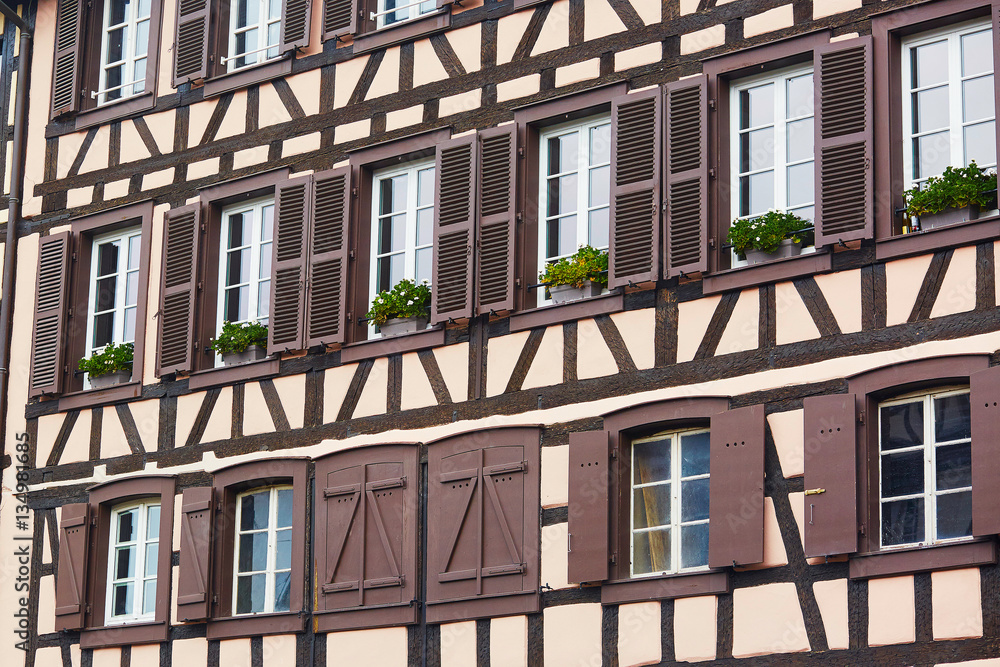 Fototapeta premium Closeup of typical timber framing building