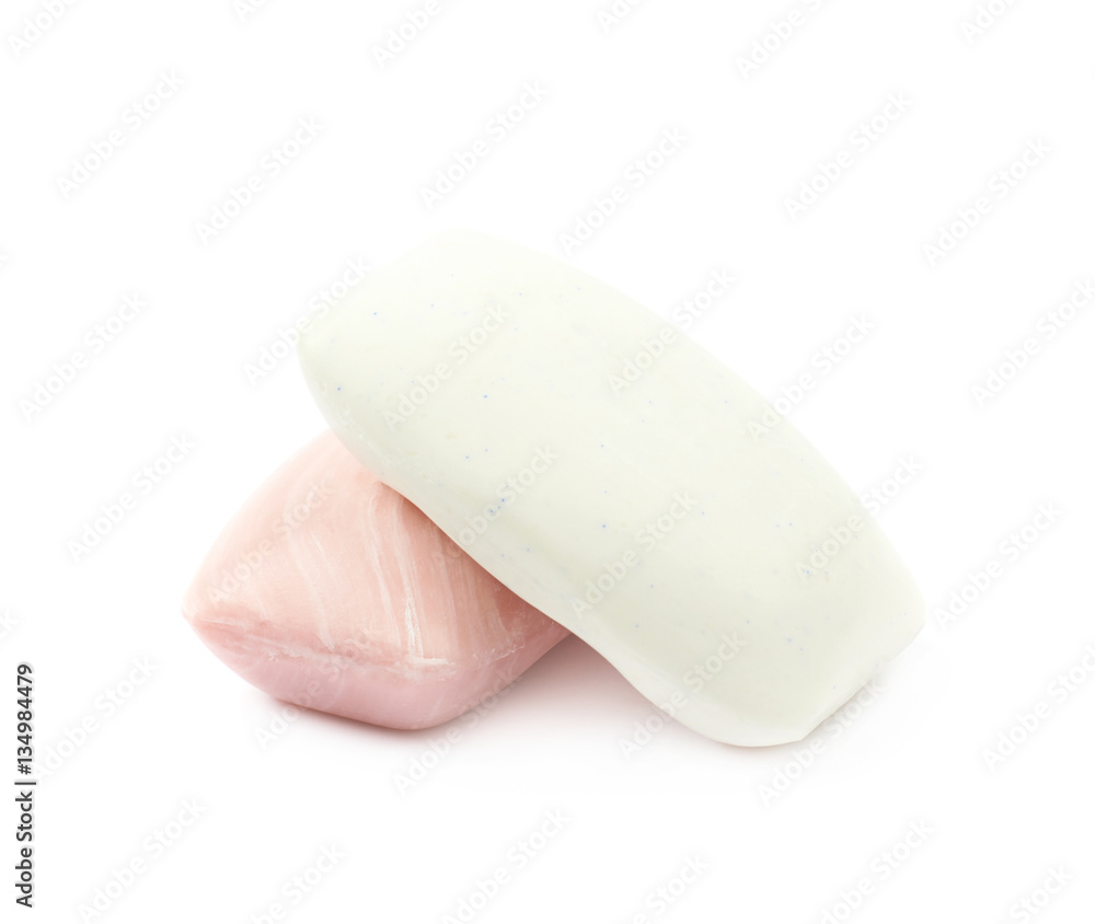 Two pieces of soap isolated Two pieces of soap isolated