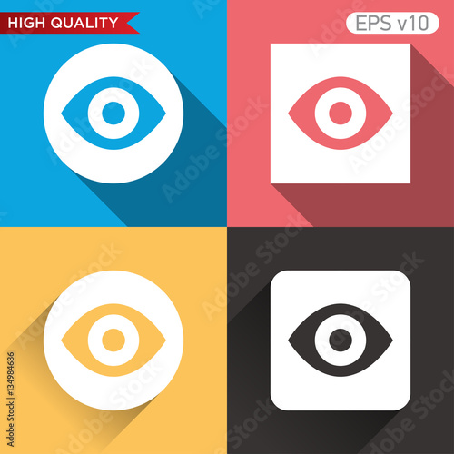 Colored icon or button of eye symbol with background