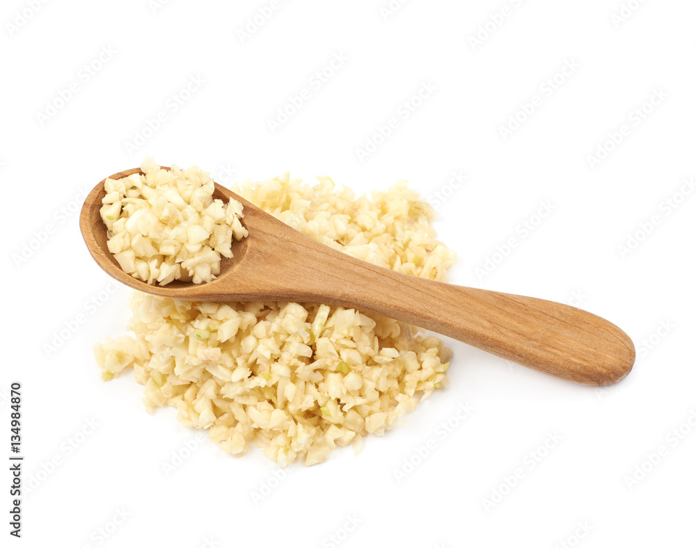 Pile of minced garlic isolated Pile of minced garlic isolated