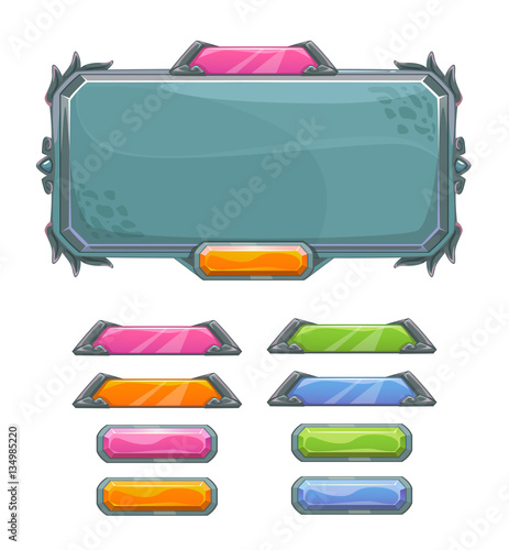 Cartoon game user interface elements.