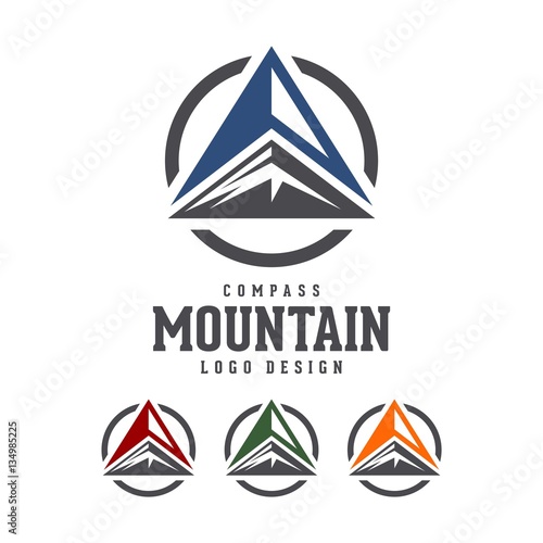 Compass Mountain Vector Logo Design