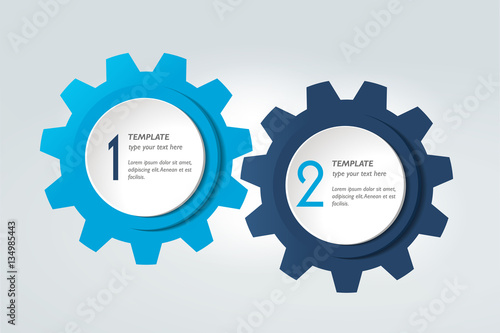 Two elements scheme, diagram. Infographic duo template. Various color banners.